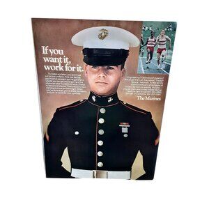 1975 U.S. Marines Military Recruitment Vintage Print Ad 1970s Uniform